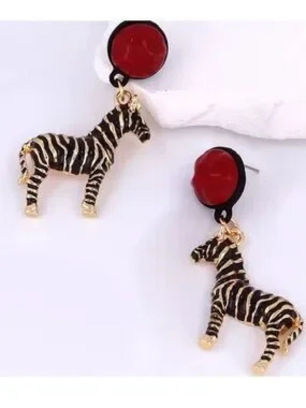 Zara Black and Red Zebra Dangle Earrings